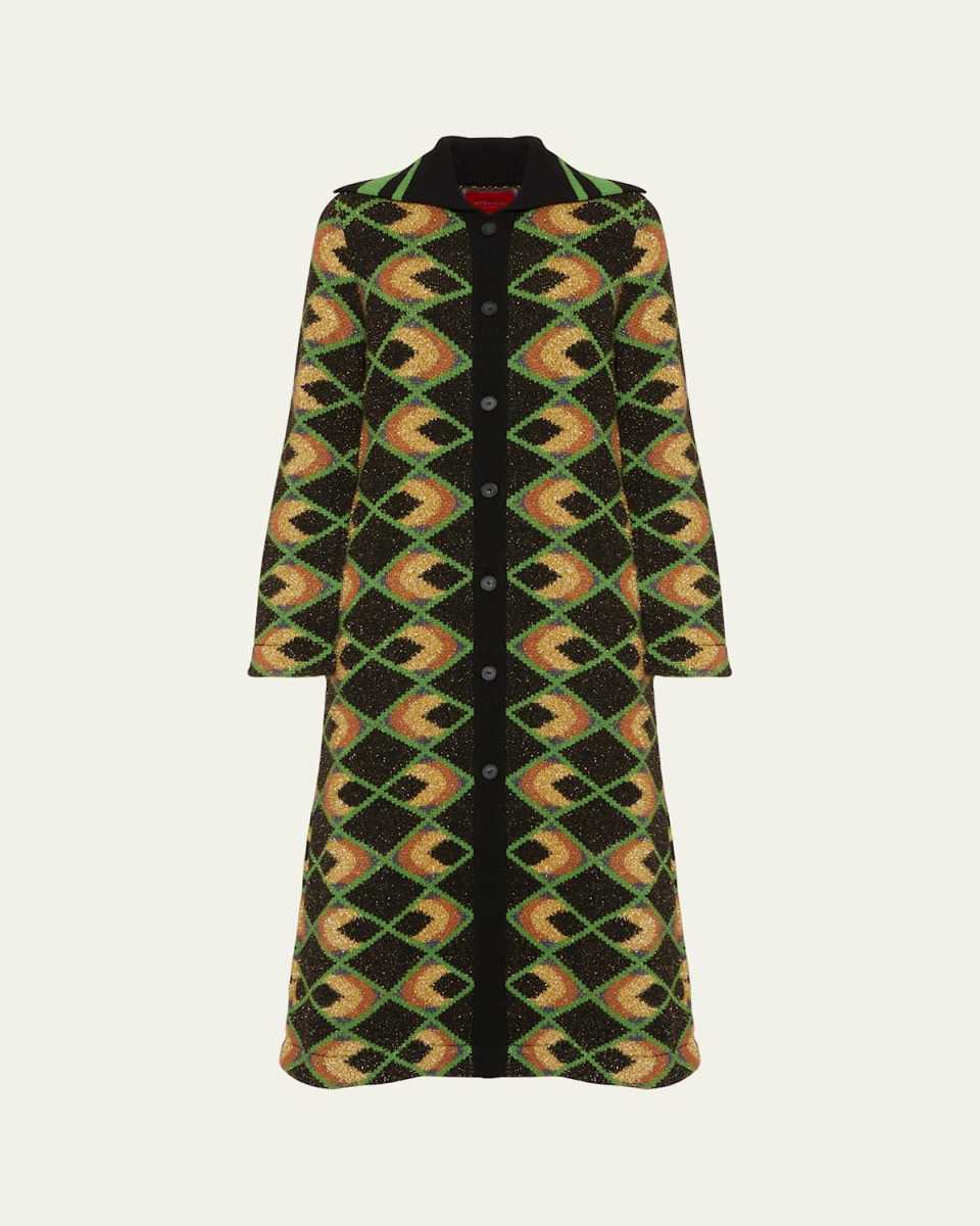 Half-Light Jacquard Wool Maxi Coat